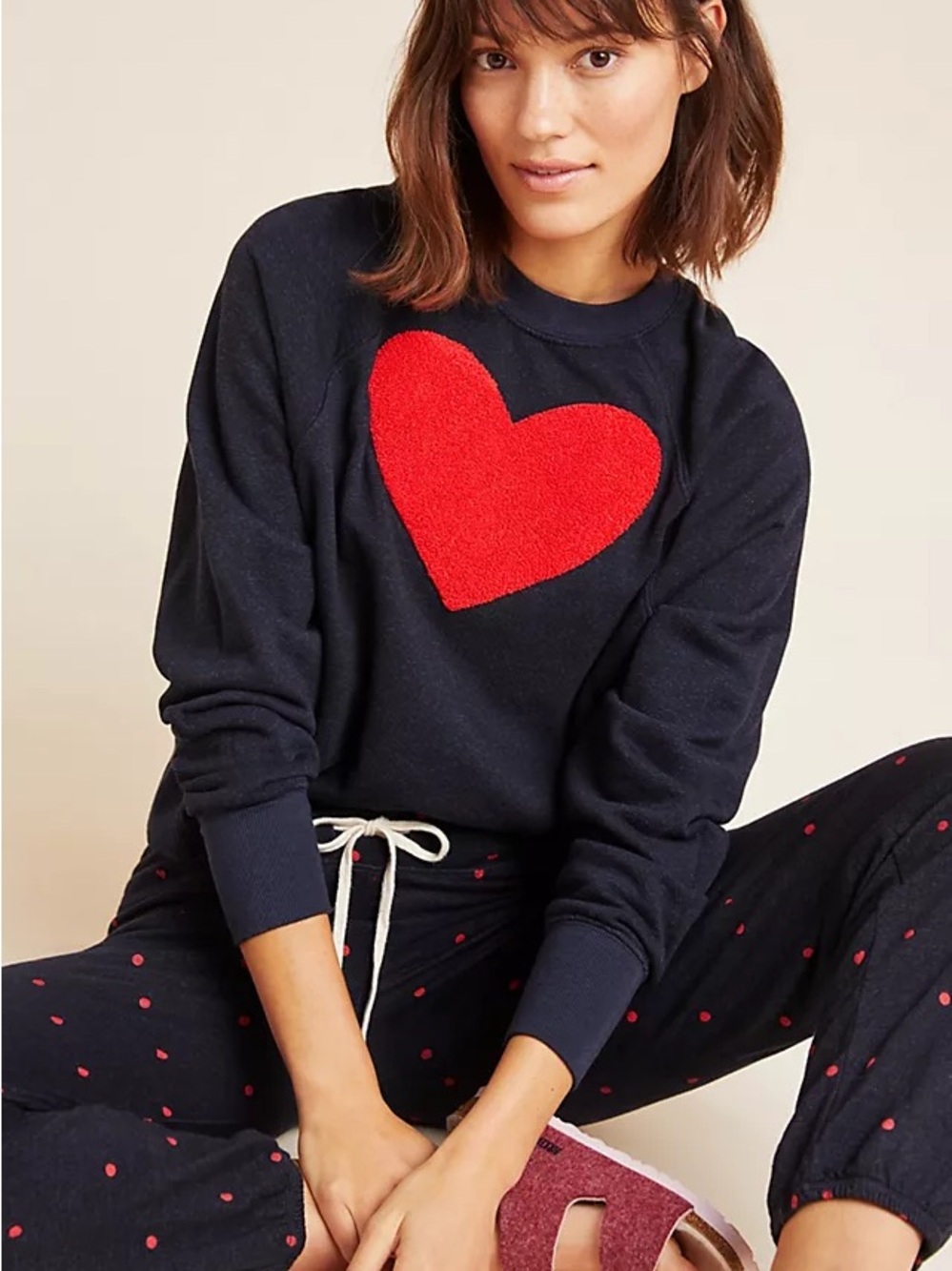 Sundry Navy Sweatshirt with Red Heart